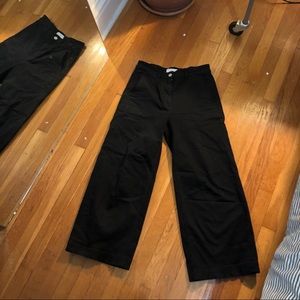 EVERLANE High Rise Wide Leg Cropped Black Pants